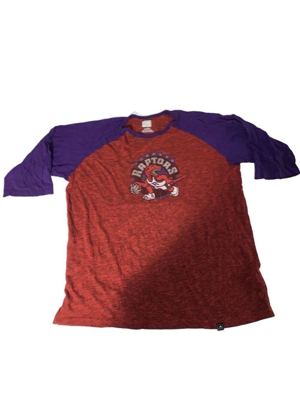 Men's Majestic Toronto Raptors XL Red Purple Raglan Jersey